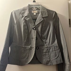 Talbots black an white stripped jacket, button front.